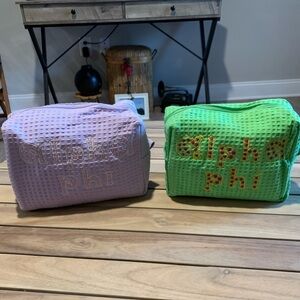 alpha phi sorority cosmetic spa bags two bags total
